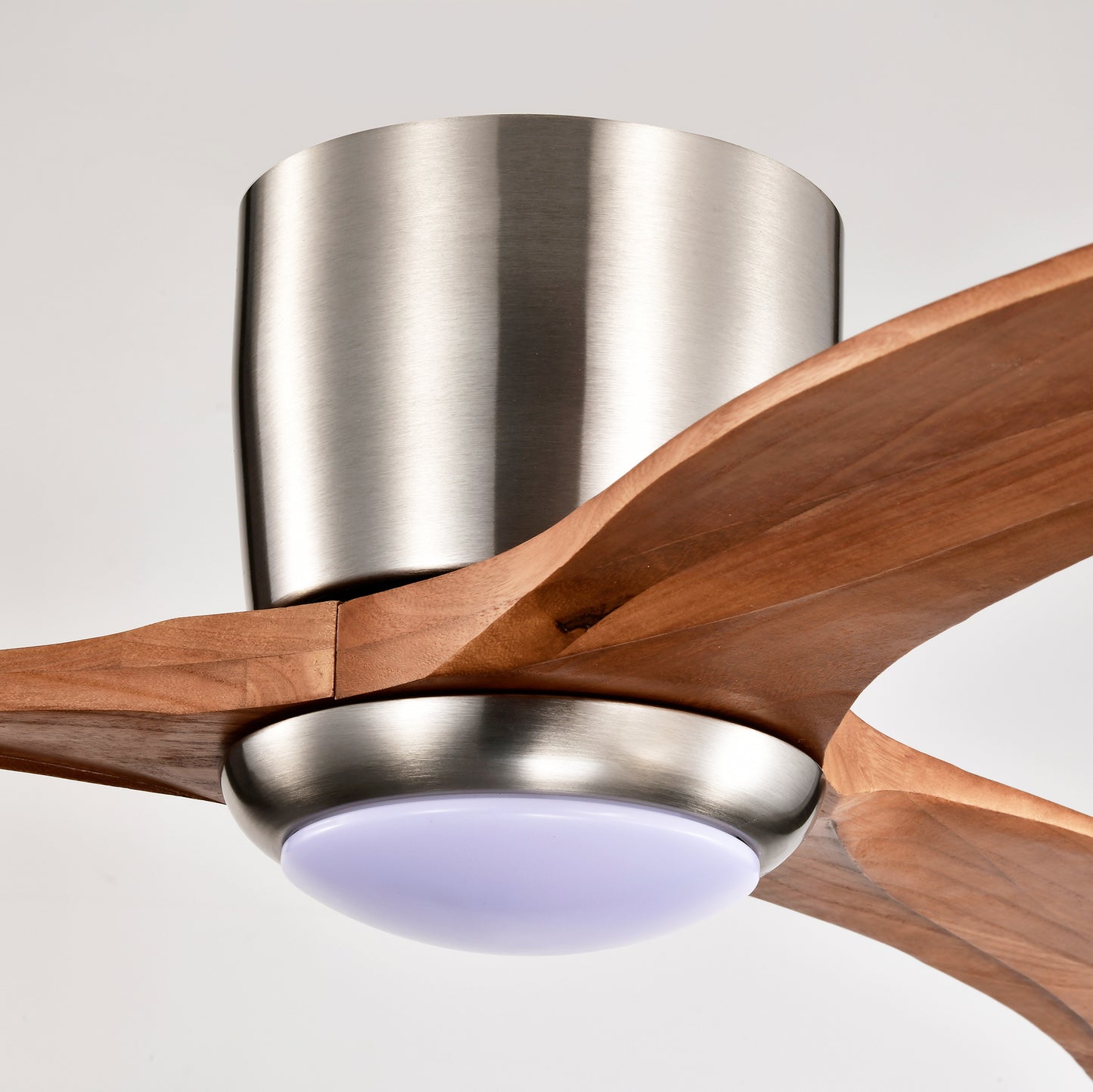 52" Recessed Ceiling Fan – Solid Wood Blades + LED Light Strip & Remote