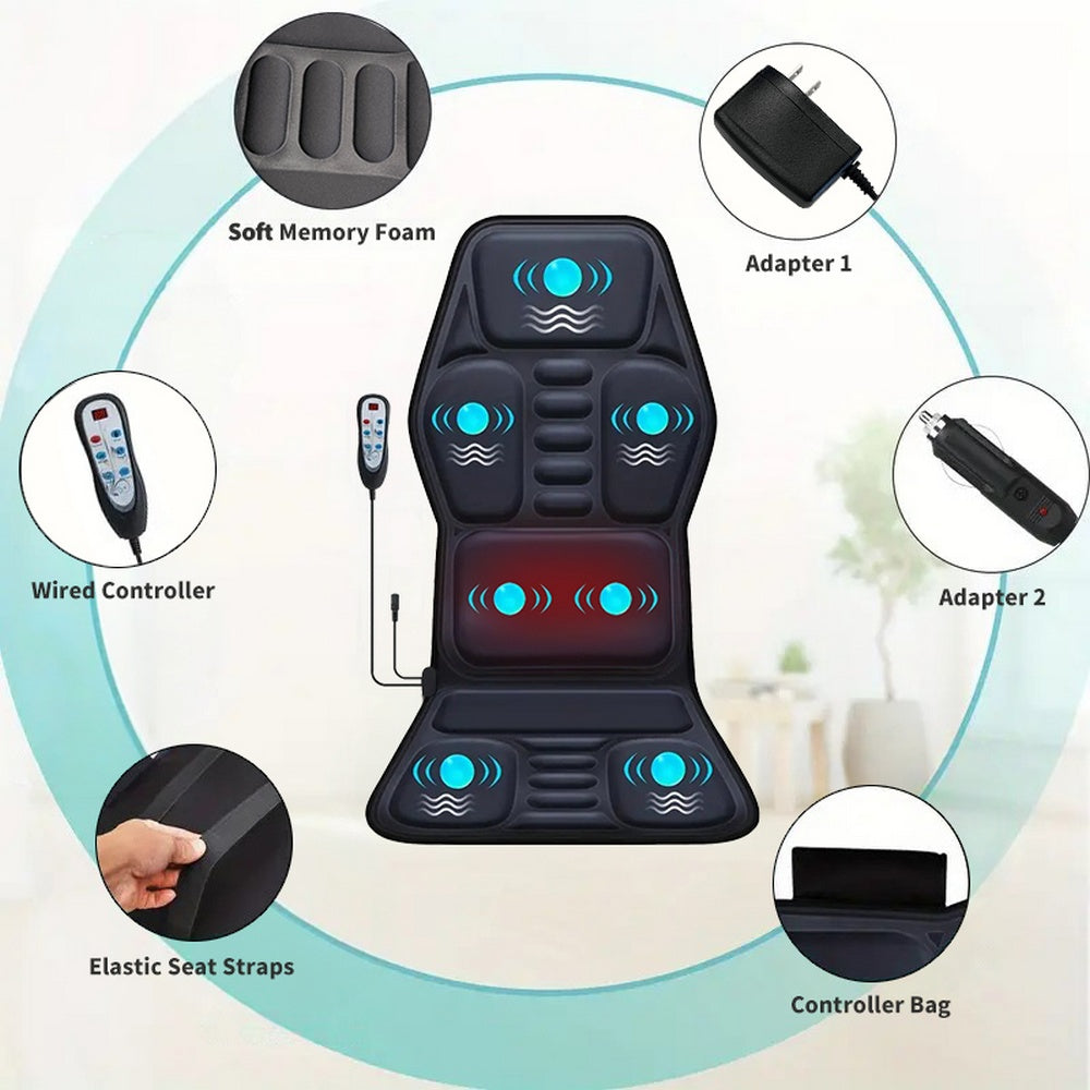 Massage Chair Pad with Heat – 7 Vibration Motors for Office & Home Use