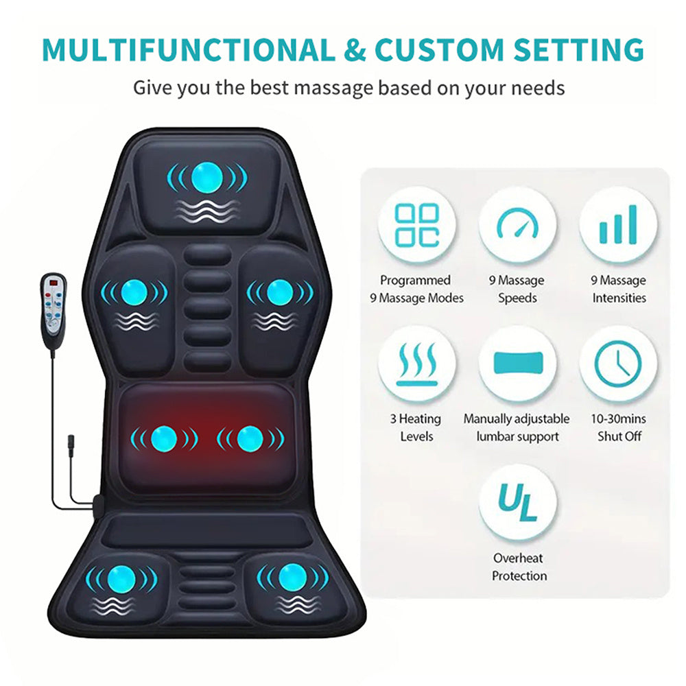 Massage Chair Pad with Heat – 7 Vibration Motors for Office & Home Use