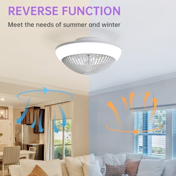 15" RGB LED Enclosed Ceiling Fan – Bladeless, Dimmable Light + Remote