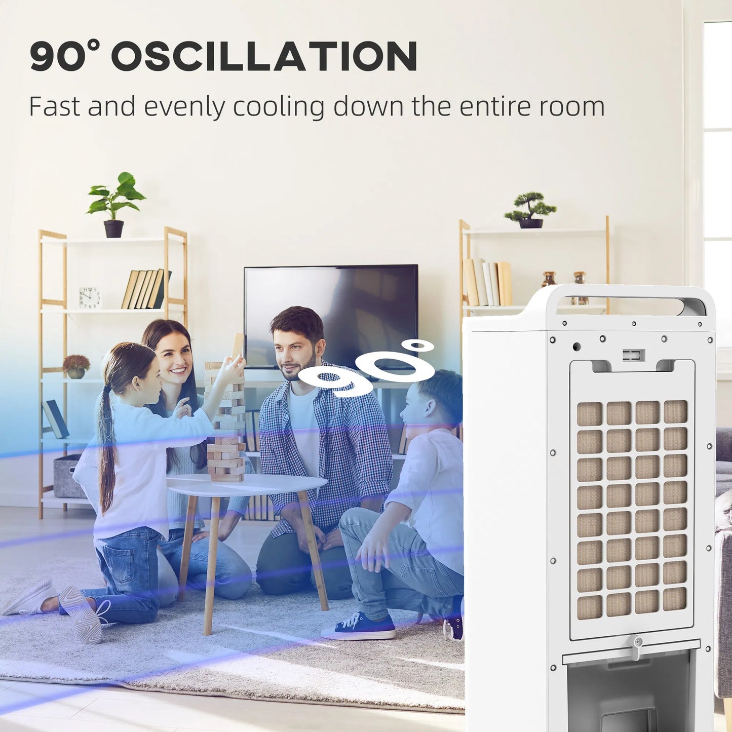 HOMCOM 3-in-1 Evaporative Air Cooler – Ice Cooling Fan with Remote, Water Tank & Timer