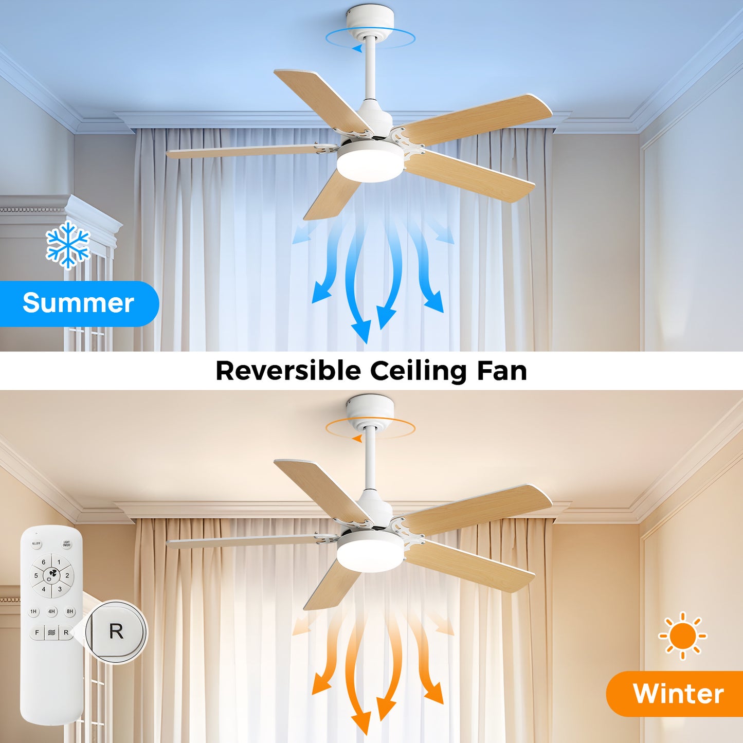 Fiberboard Ceiling Fan – Eco-Friendly Blades | Modern Silent Fan for Home & Office