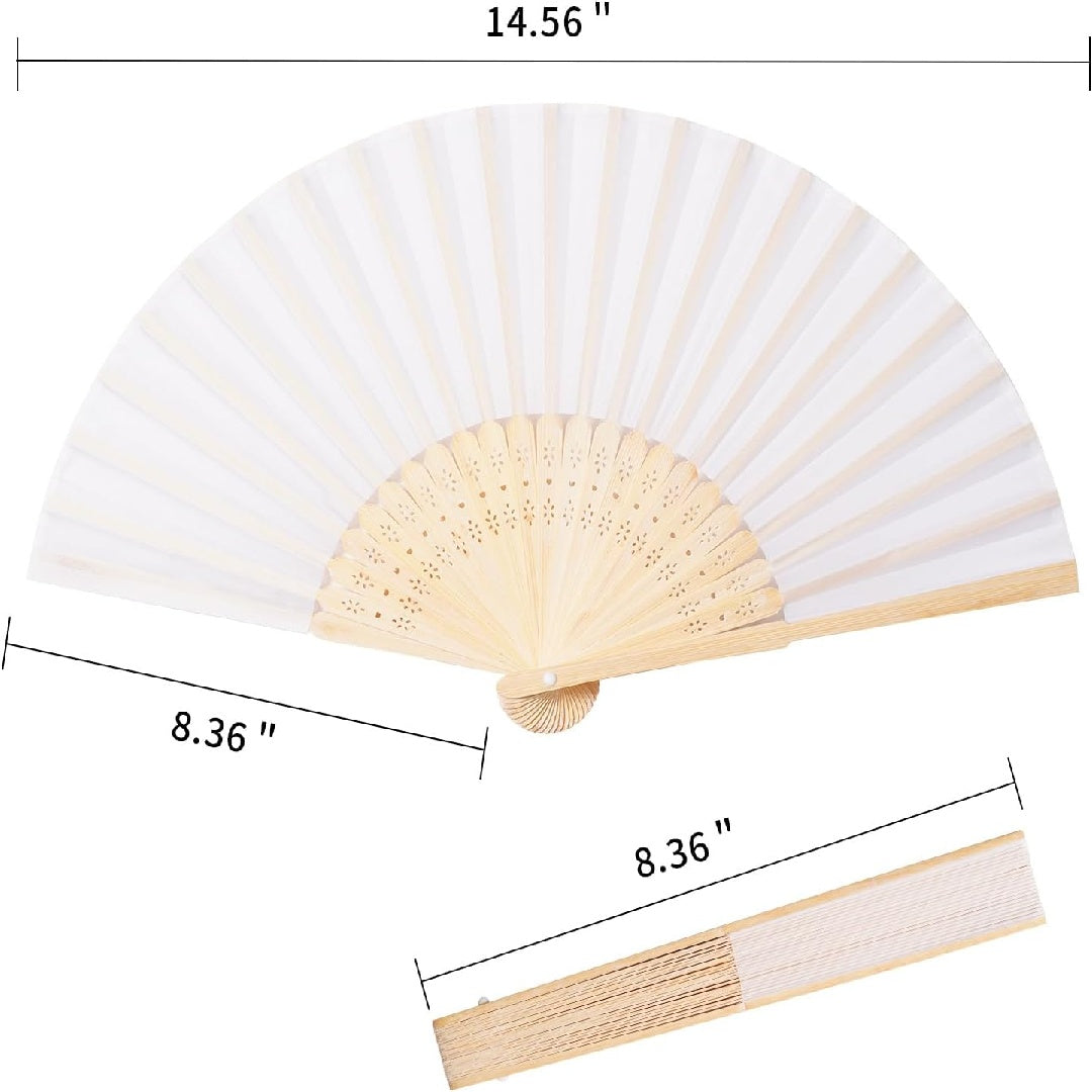 10 White Bamboo Folding Fans – Wedding Favors, DIY Crafts & Photo Props