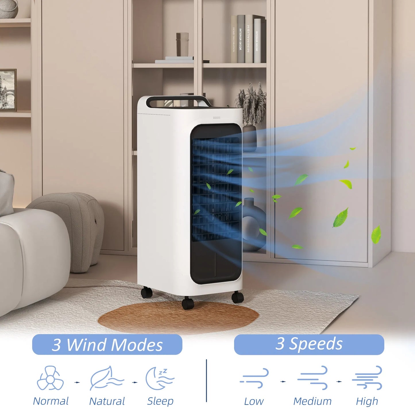 HOMCOM 3-in-1 Evaporative Air Cooler – Ice Cooling Fan with Remote, Water Tank & Timer