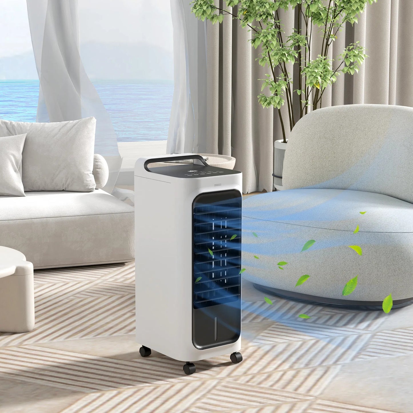 HOMCOM 3-in-1 Evaporative Air Cooler – Ice Cooling Fan with Remote, Water Tank & Timer