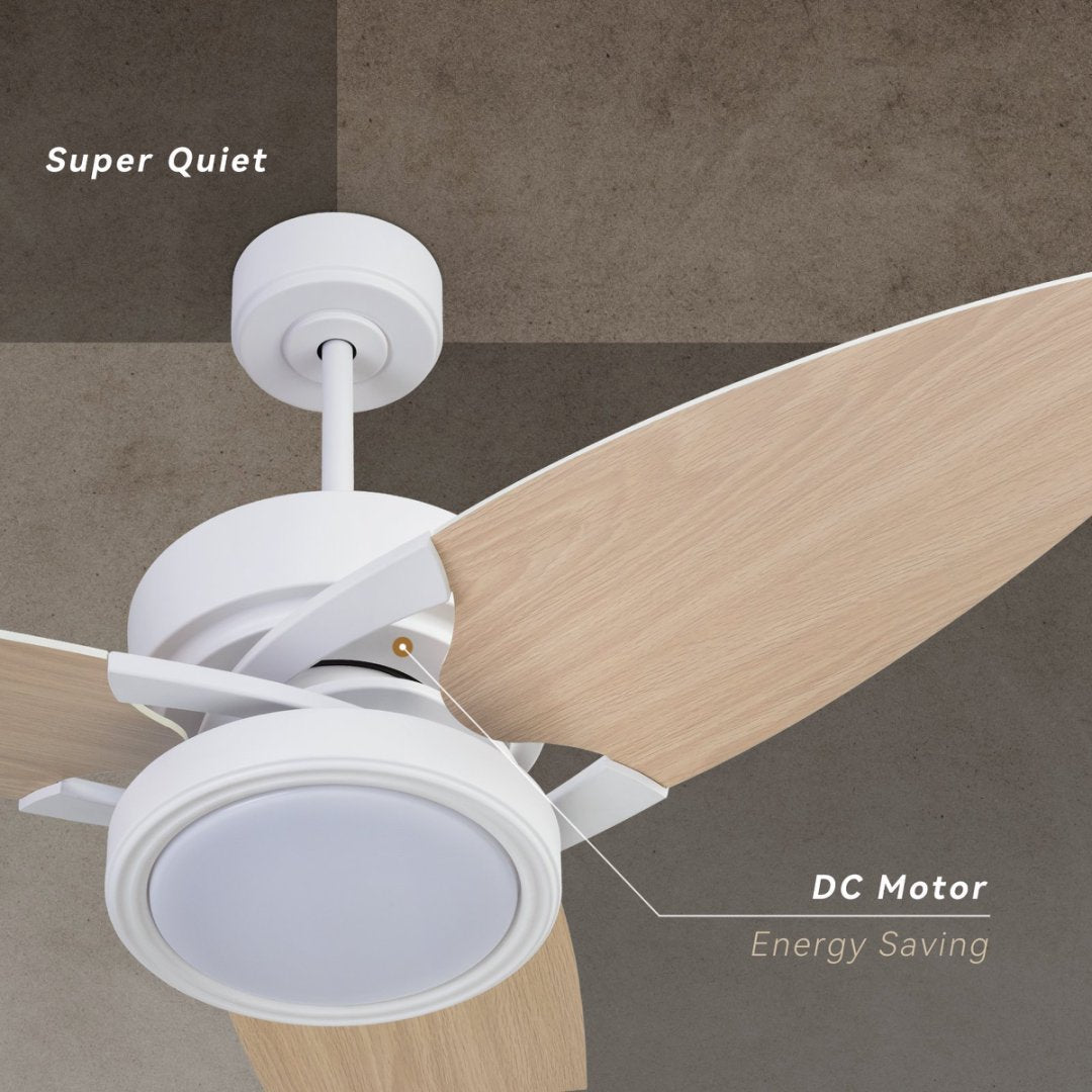 52" Smart LED Ceiling Fan – White Indoor + Remote Control