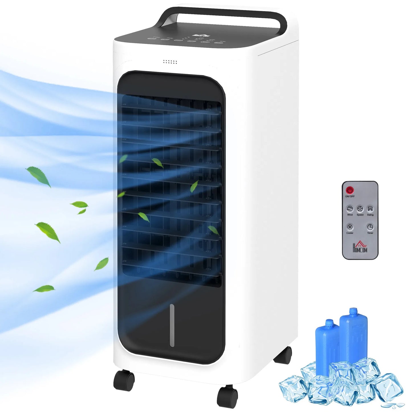 HOMCOM 3-in-1 Evaporative Air Cooler – Ice Cooling Fan with Remote, Water Tank & Timer