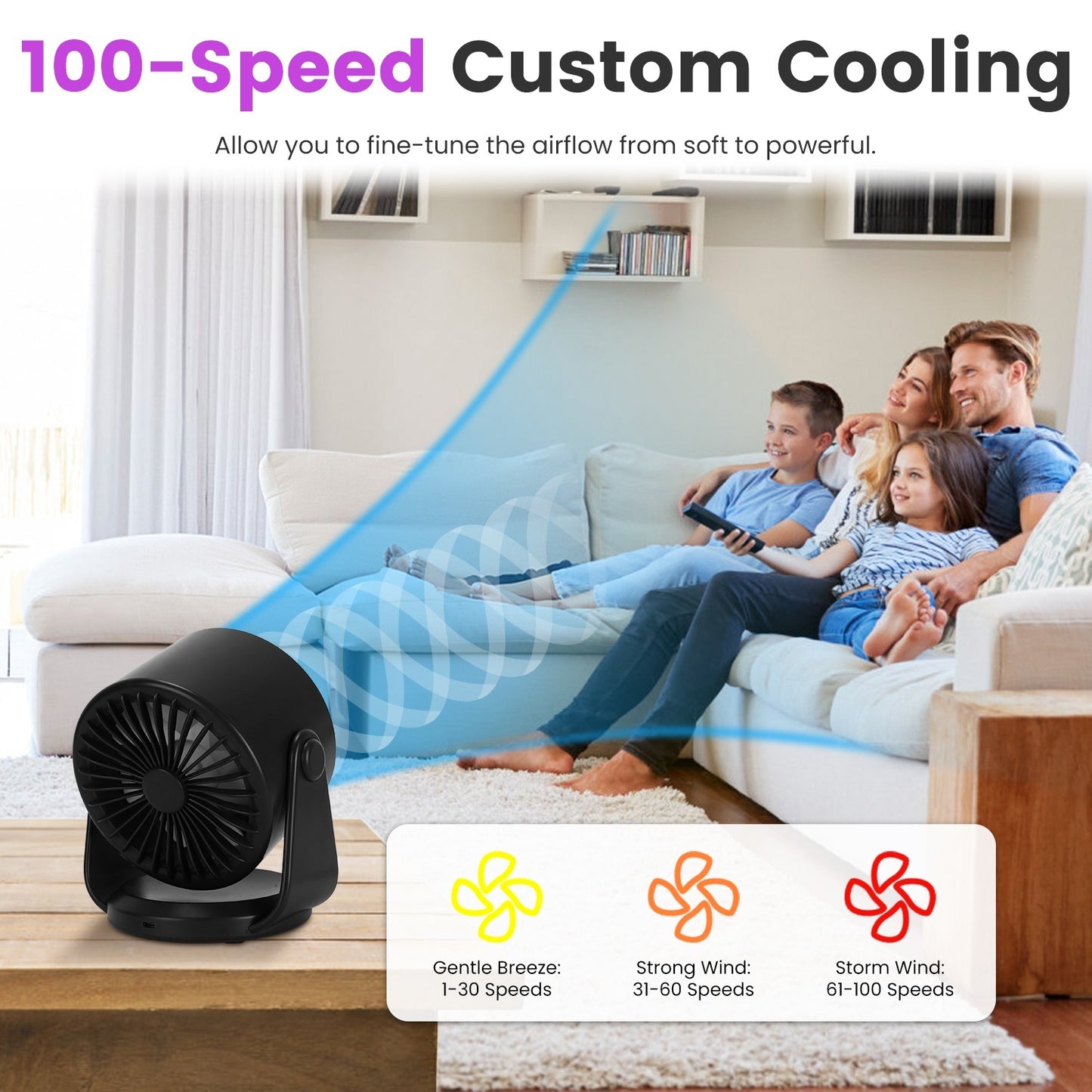 Rechargeable Mini Desk Fan – Battery Operated & Wall Mounted | Quiet, Tilting USB Fan for Travel & Office