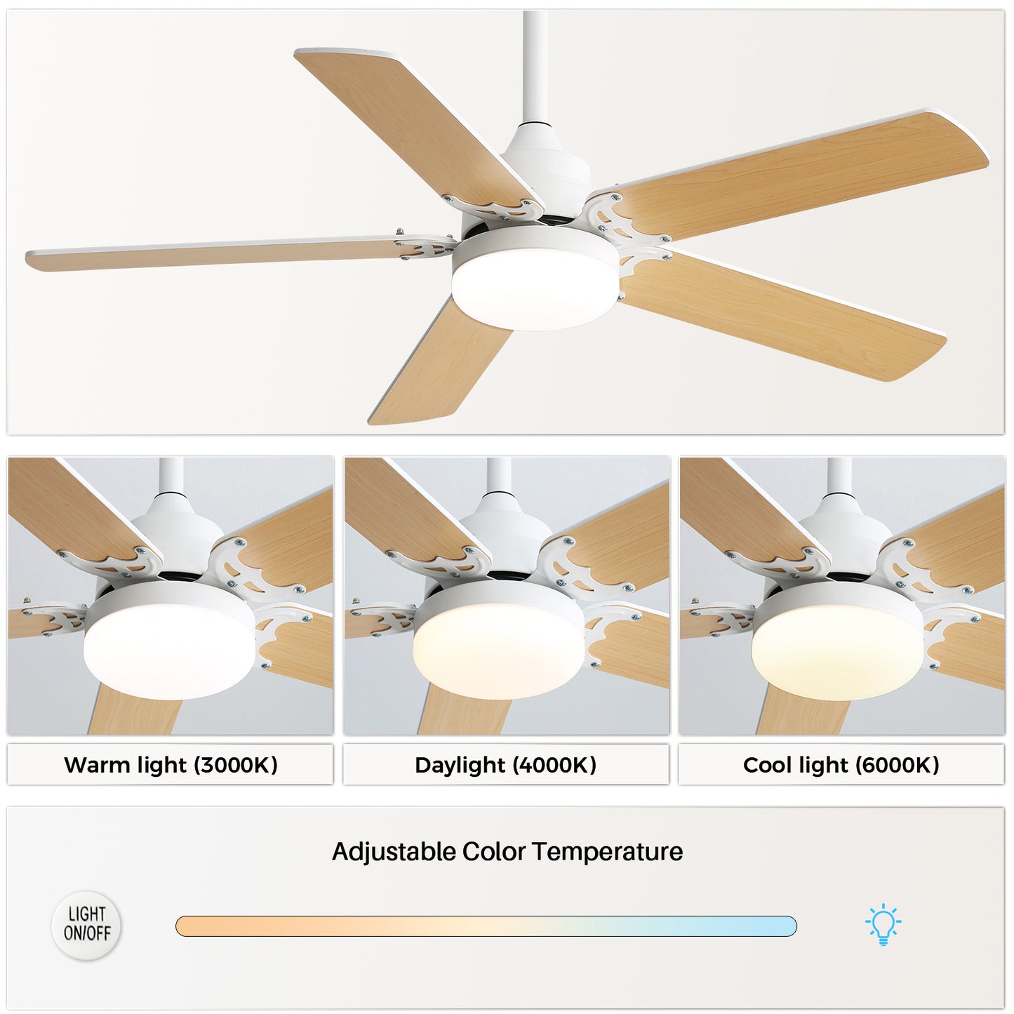 Fiberboard Ceiling Fan – Eco-Friendly Blades | Modern Silent Fan for Home & Office