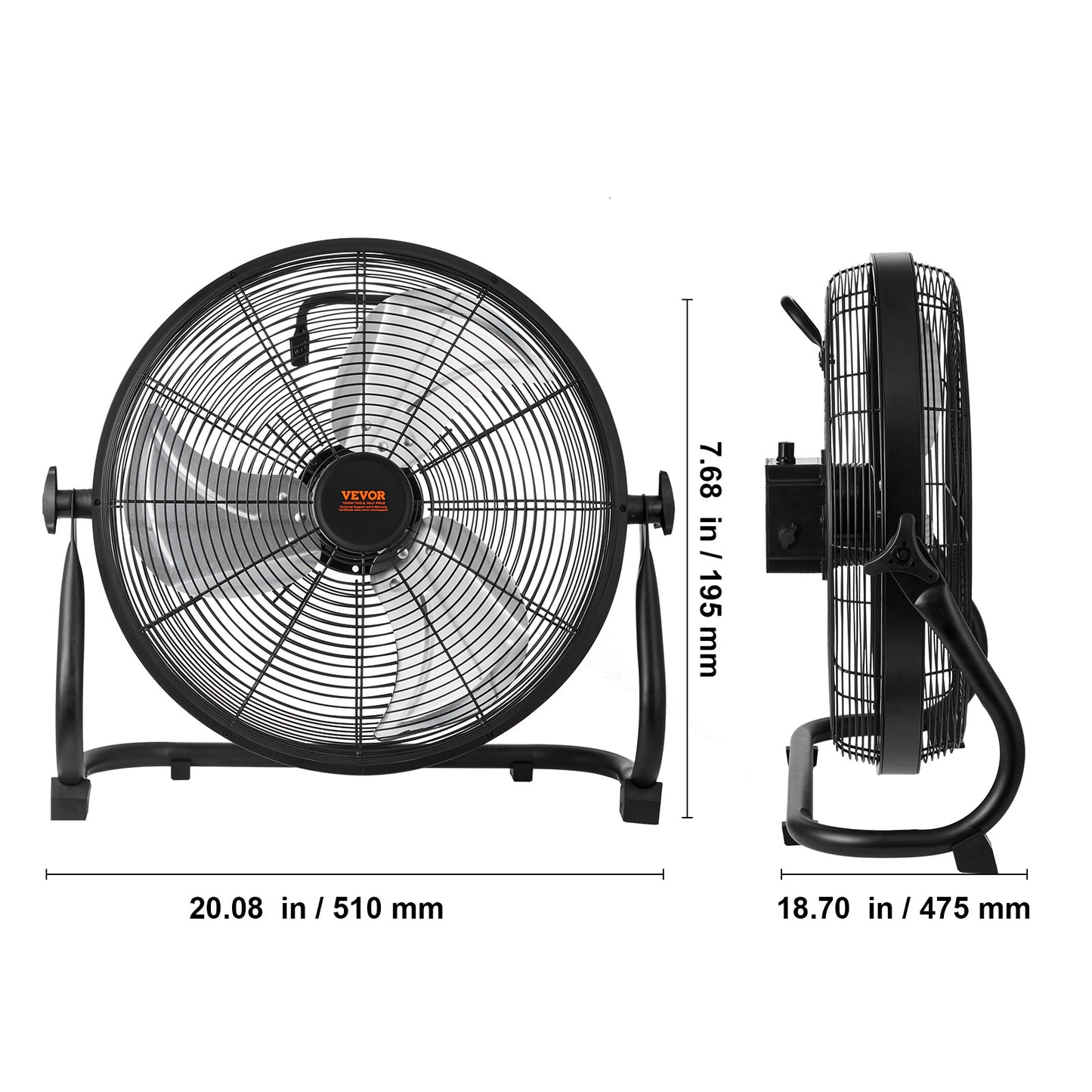 VEVOR 16” Cordless Floor Fan – High-Velocity, Quiet, Portable Industrial Fan with 360° Pivot