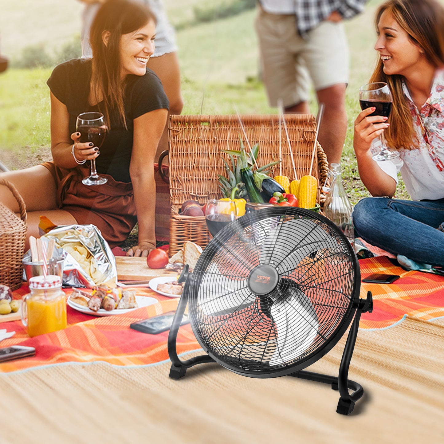VEVOR 16” Cordless Floor Fan – High-Velocity, Quiet, Portable Industrial Fan with 360° Pivot