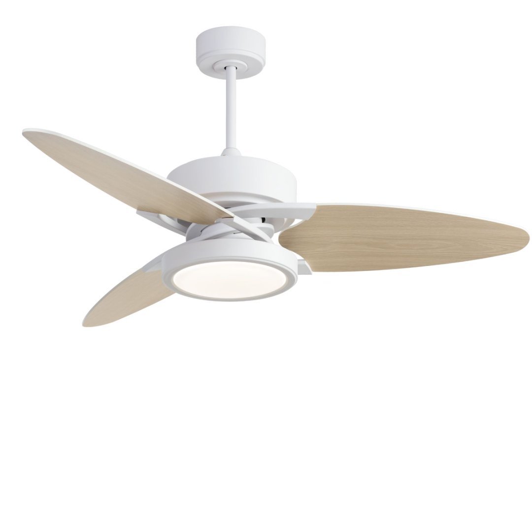 52" Smart LED Ceiling Fan – White Indoor + Remote Control