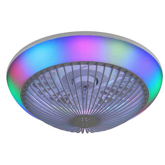 15" RGB LED Enclosed Ceiling Fan – Bladeless, Dimmable Light + Remote
