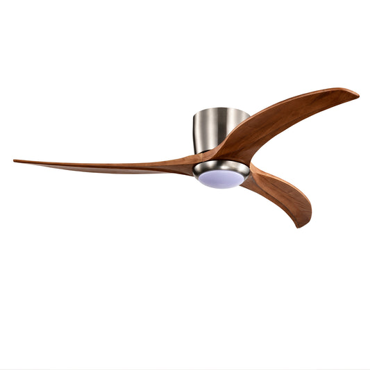 52" Recessed Ceiling Fan – Solid Wood Blades + LED Light Strip & Remote