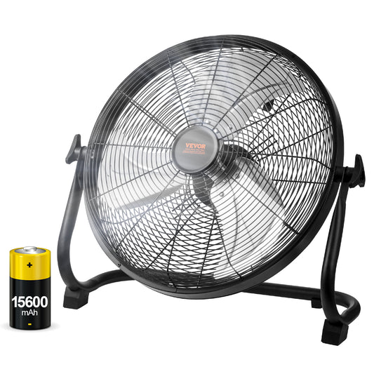 VEVOR 16” Cordless Floor Fan – High-Velocity, Quiet, Portable Industrial Fan with 360° Pivot