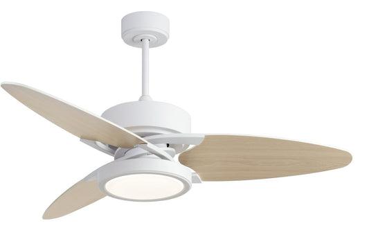 52" Smart LED Ceiling Fan – White Indoor + Remote Control